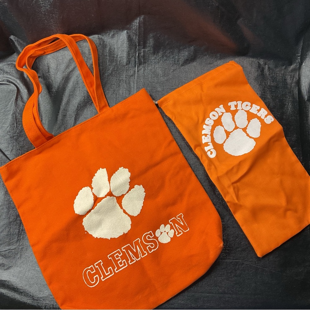 Clemson University Tigers Tote Handbag Purse Shoulder Bag NCAA With Tiger Paw